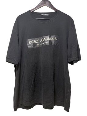 Dolce Gabbana Slanted Box Logo T Shirt Men’s Size 56 2XL Made In Italy Cotton